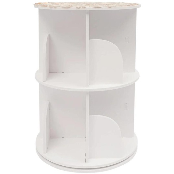Étagère - Pivotante à 360° - 2 niveaux - 8 compartiments - Structure métallique - PVC - Peu encombrante - Blanche