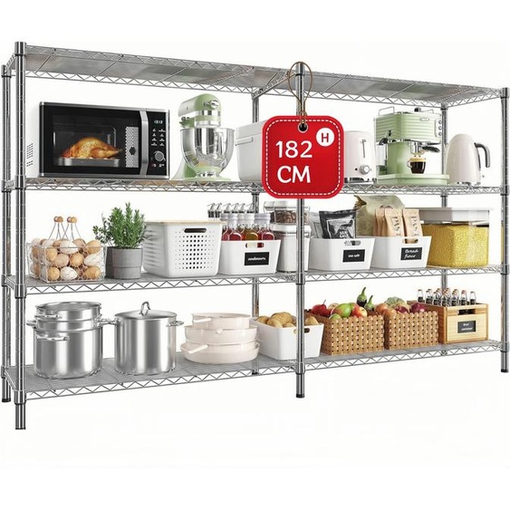 Étagère pivotante standard à 4 niveaux, étagère pour charges lourdes réglable en hauteur, 182 (96+45,5) x 45,5 x 152 cm (L x l x H), capacité de charge minimale 724 kg