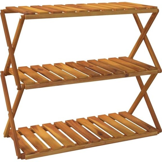 Étagère pliante 3 étagères Marron 70x31x63 cm Bois massif Acacia