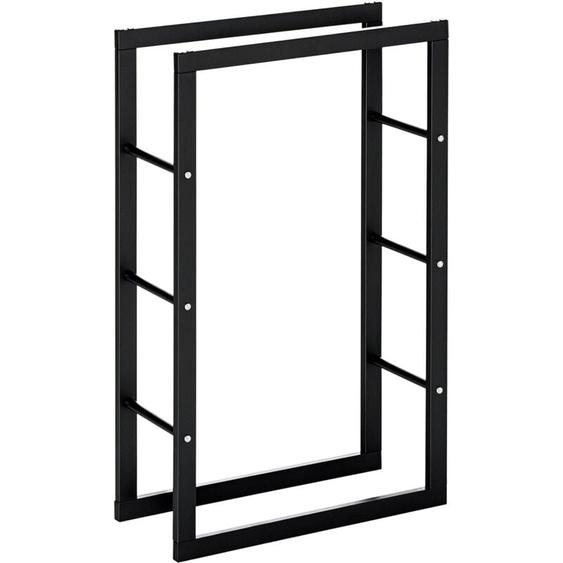 Etagère porte bois de cheminée porte-bûches design contemporain charge max. 100 Kg dim. 60L x 25l x 100H cm métal noir