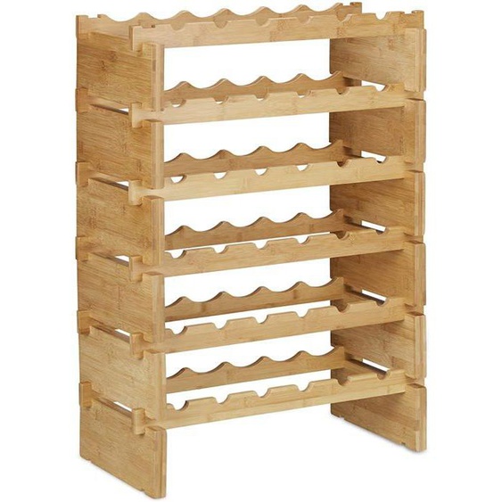 etagere porte bouteilles empilable en 6 niveaux 86 cm bambou