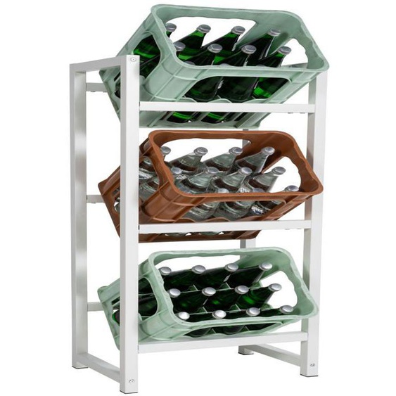etagere pour 3 caisses a boissons rangement support bouteilles 117x47 cm en metal blanc 10_0003151