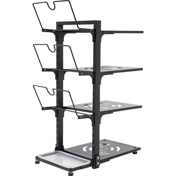 Étagère pour casseroles et poêles - Organisateur de cuisine - 4 niveaux - Acier au carbone - 37×22,6×53 cm - 10 kg par niveau - Noir