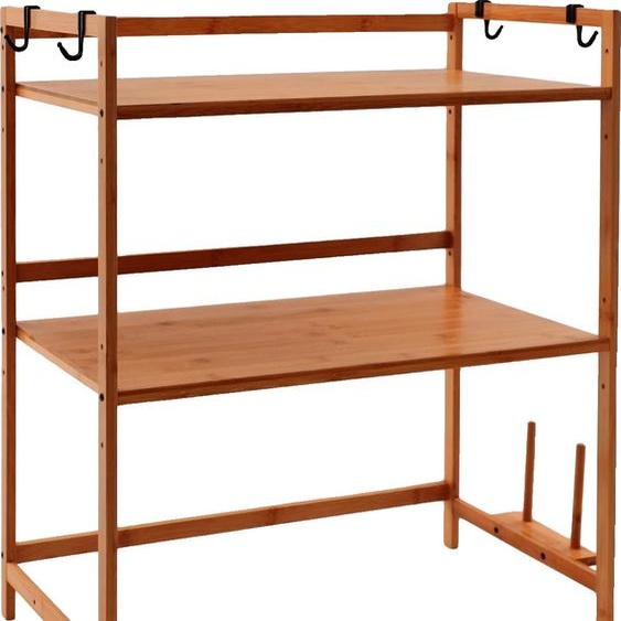 Etagère pour four à micro-ondes, gain de place, design à 2 niveaux, chocolat