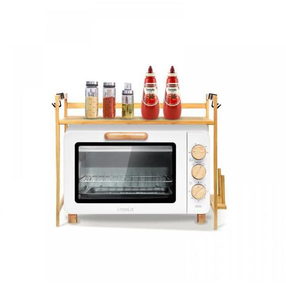 Étagère pour four à micro-ondes PEACHES - Réglable en hauteur - Bambou