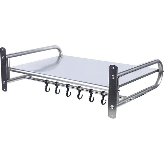 Étagère pour micro-ondes - Support mural - Acier inoxydable - Capacité de charge 30 kg - 53 × 38 × 18 cm - Argent