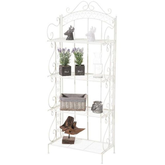 Etagère pour plantes 4 niveaux en fer - Décoshop26 - ETA10016 - Blanc - Robuste - Pliable