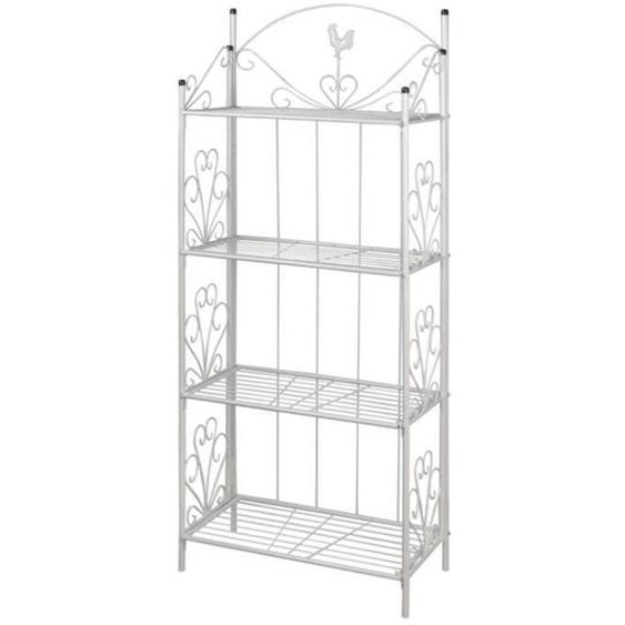 Étagère pour plantes carrée blanche VIDAXL en métal - Contemporain - Design - 4 niveaux