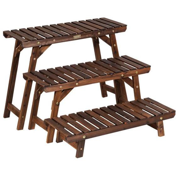 etagere pour plantes en bois 3 niveaux echelle escalier porte plante longueur 70 cm charge 10 kg pour jardin terrasse ba