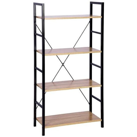 etagere stand avec etagere en metal & bois chene noir clair