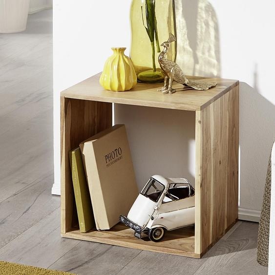Étagère sur pied FineBuy en bois massif dacacia, 43,5 cm, étagère cubique, étagère en bois, produit naturel, table dappoint, style cottage