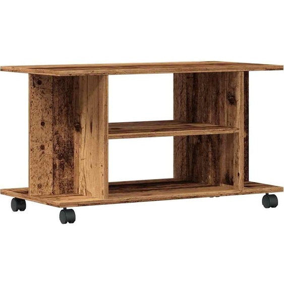 Meuble TV avec roulettes vieux bois 80x40x45 cm bois ingénierie