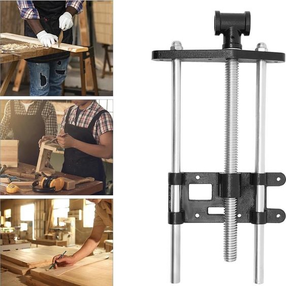 Étau détabli en bois - Pince avant - 18 cm - Fer - Pour le bois et autres matériaux non métalliques - Montage sur établi pour les travaux de menuiserie DIY
