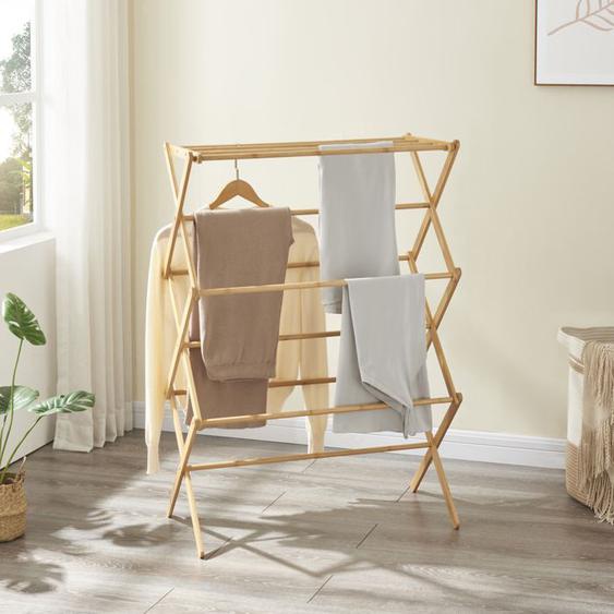 Étendoir à linge pliable Grinau bambou 128 x 72 x 44 cm naturel