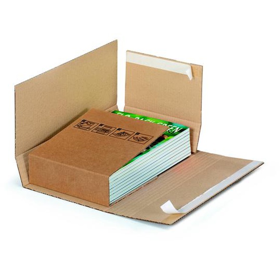 Etui-croix postal avec fermeture adhésive en carton simple cannelure brun - 23 x 15 cm - Lot de 50