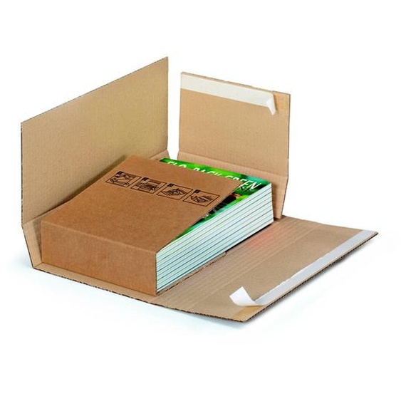 Etui-croix postal avec fermeture adhésive en carton simple cannelure brun - 24 x 18 cm - Lot de 50