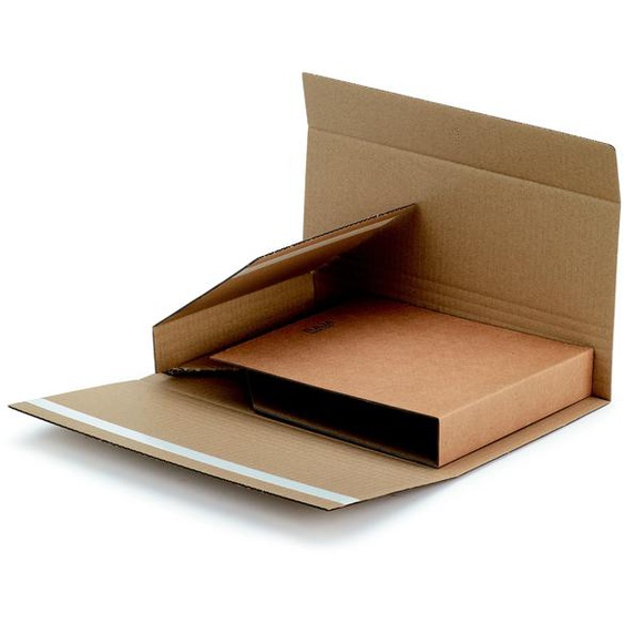 Etui-croix postal avec fermeture adhésive en carton simple cannelure brun - 31 x 22 cm - Lot de 50