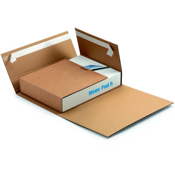 Etui-croix postal avec fermeture adhésive en carton simple cannelure brun - 33 x 25 cm - Lot de 50