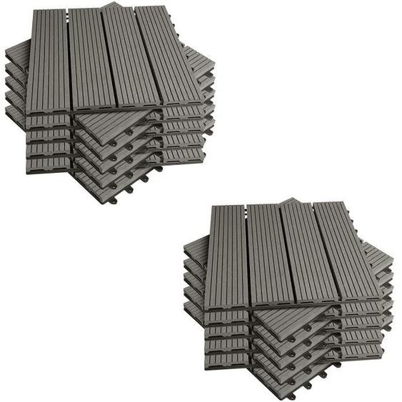 EUGAD Carrelage de terrasse Revêtement de Sol 22 pièces, environ 2 m² pour Balcon Jardin 30 x 30 cm Gris clair