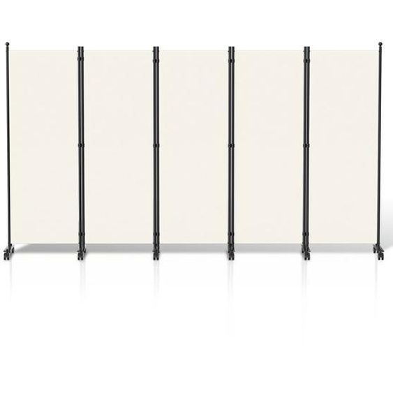 Eulenke Paravent avec roulettes séparateur de pièce Cloison de Jardin Beige 284x181 cm PARAVENT