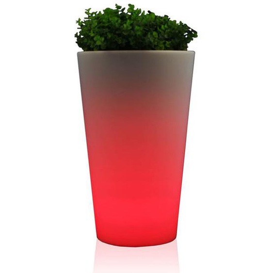 Eurotrail Lampe/pot de fleurs rond rechargeable à LED 38 cm