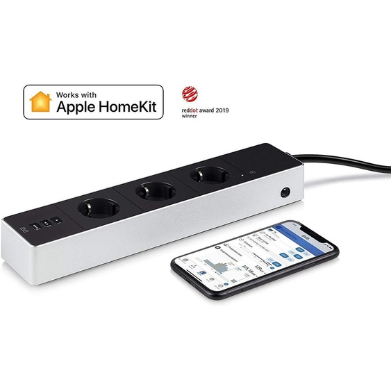 EVE Energy Strip - Prises multiples - CA 230 V - 3680 Watt - Wi-Fi - entrée, type F - Prises de sortie : 3 (3 x électricité de type F) - cordon de 1,9 m (10EAZ8301)