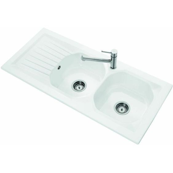 Evier 2 bacs à encastrer villeroy et boch Nestor Plus (1130 x 510 mm) avec égouttoir - Céramique - Blanc