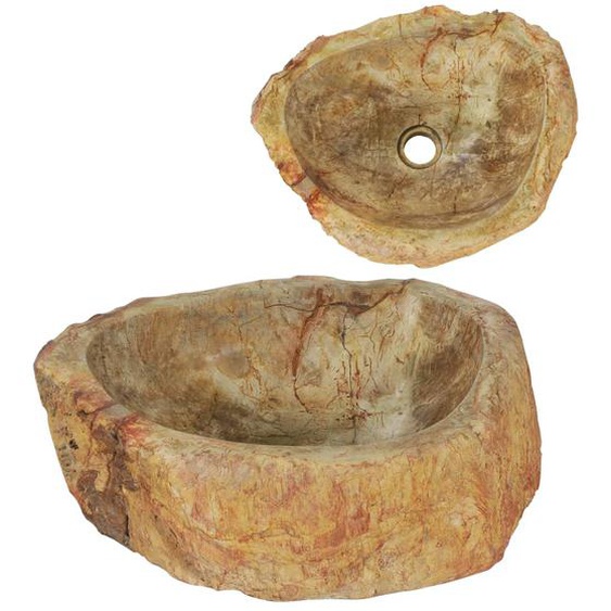 Évier 45x35x15 cm Pierre fossile Crème