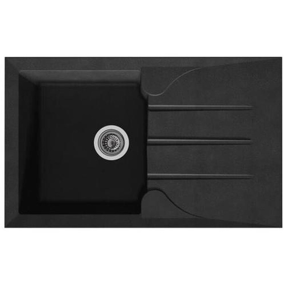 Stradour - Evier cuisine a encastrer 1 bac + 1 egouttoir Aloa - Resine - 81 x 50 cm - Noir