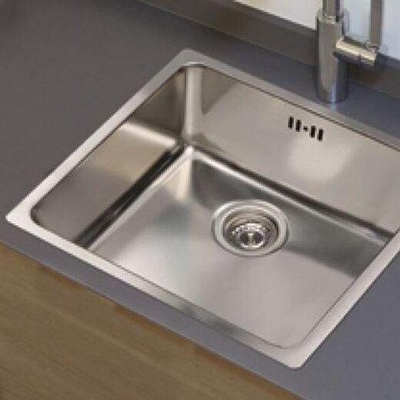 Évier de cuisine, 1 bac, inox satiné.
