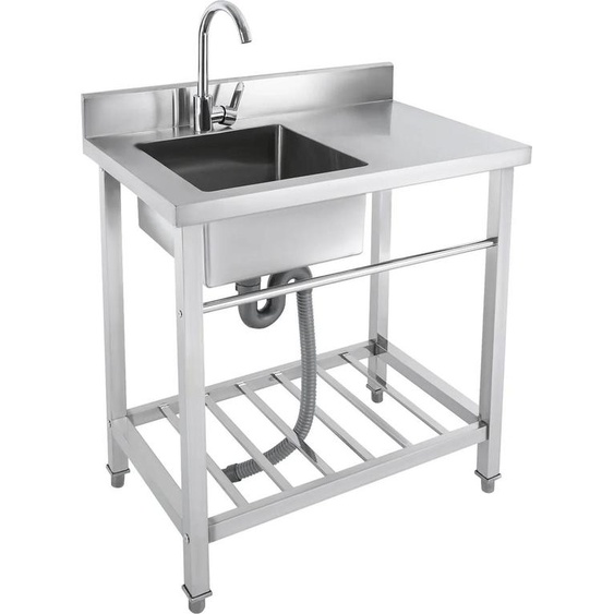 Evier de cuisine, acier inoxydable, design indépendant, argenté