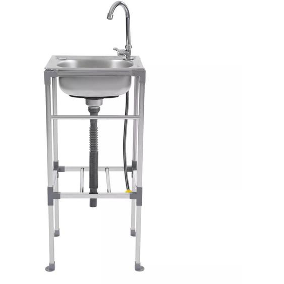 Gojoy - vier De Cuisine Autoportant Évier En Acier Inoxydable Évier Gastro Évier 1 Bassin, évier commercial rectangulaire avec robinet Deau froide