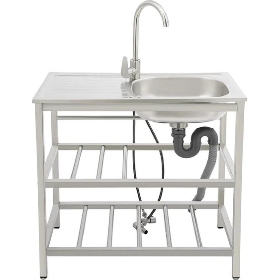 Évier de cuisine, indépendant, unités de rangement intégrées, argent