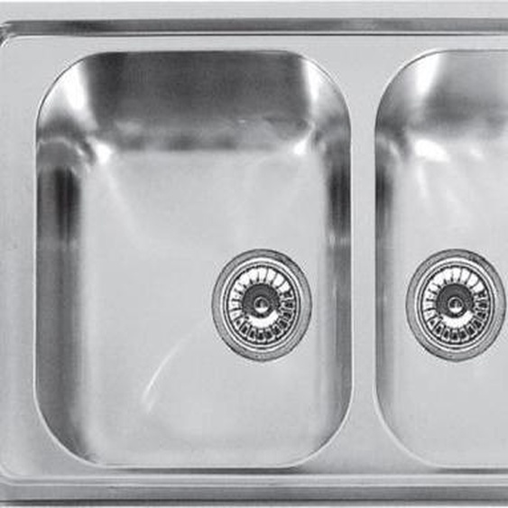 Évier double 2 bacs en acier inoxydable RIVERA 86x50 cm
