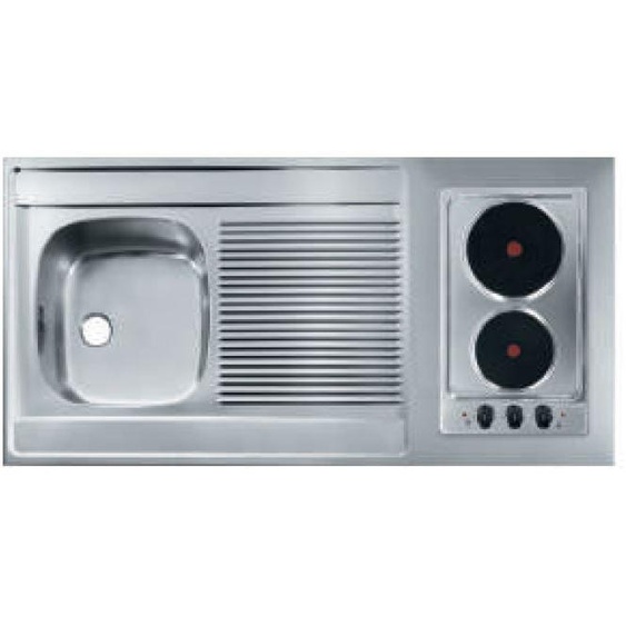 Evier monocuve inox PLAN OCEAN 1200x600 domino 2 feux électriques avec égouttoir FRANKE 901437