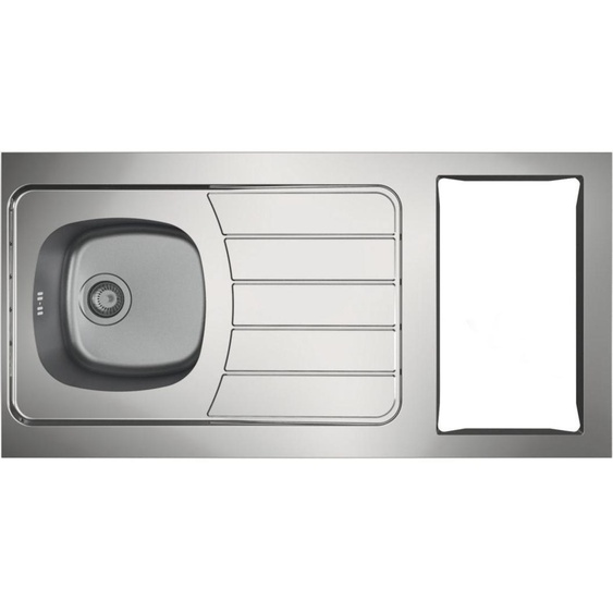 Evier Recouvrement Iseo Inox 1 Cuve 1 égouttoir - Avec Découpe Domino 100x60 - Moderna