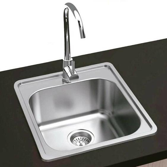 Gresinex - Evier Zurich encastré carré 38 x 38 1 cuve - Acier inoxydable