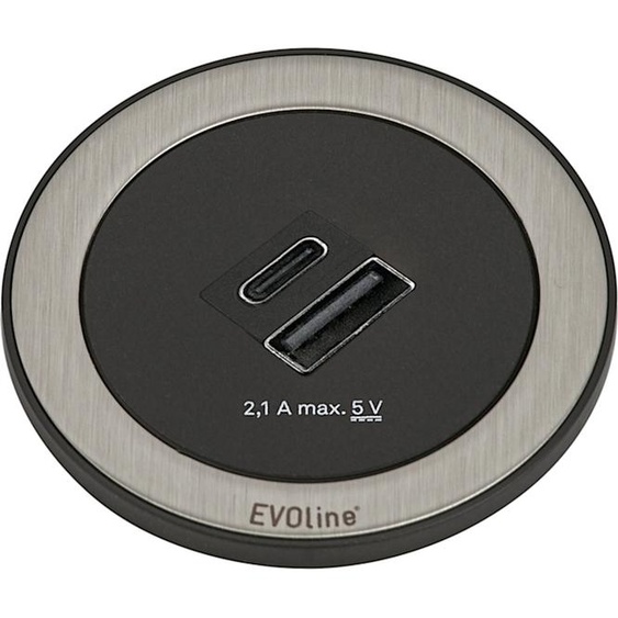 EVOline ONE Double port USB A et C en ACIER INOX brossé / Prise USB
