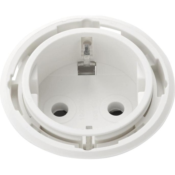 Evoline One prise de courant sans anneau de recouvrement ø 59mm avec fiche coudée matière synthétique blanche