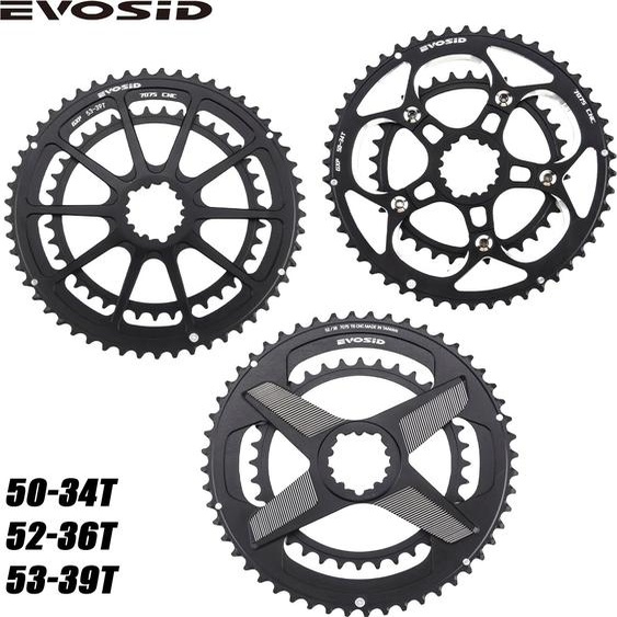 EVOSID plateau de vélo de route Double vitesse 50-34T 52-36T 53-39T roue à chaîne 7075 aluminium 9/10/11/12 vitesses pour pédalier GXP