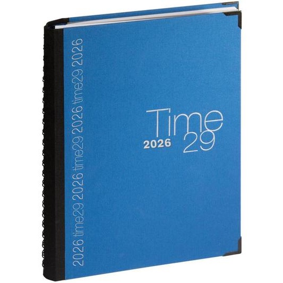 EXACOMPTA Agenda de bureau Time 29 Spiralé toile bordée 21x29,7 cm Semainier Janvier à décembre 2026 - Bleu