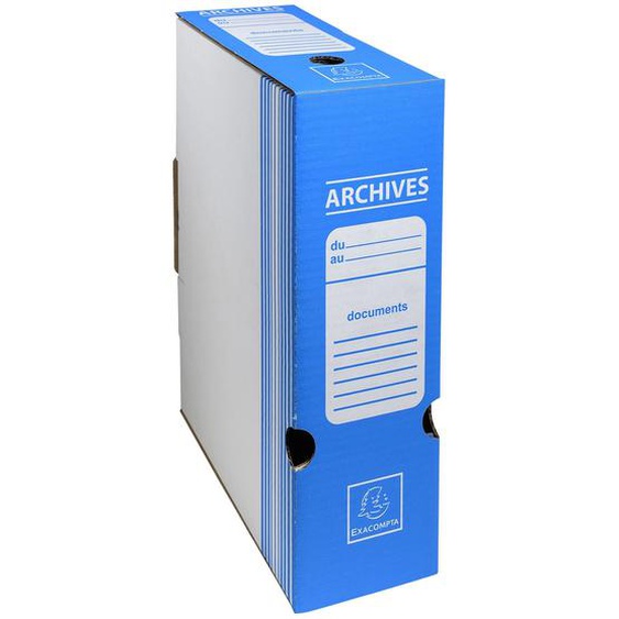 EXACOMPTA Boite archive Dos 100mm carton ondulé couleurs - 25x34cm - Bleu