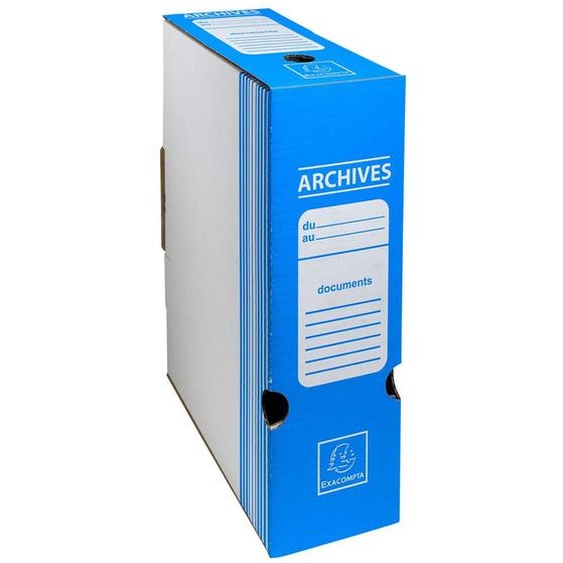 EXACOMPTA Boite archive Dos 100mm carton ondulé couleurs - 25x34cm - Bleu
