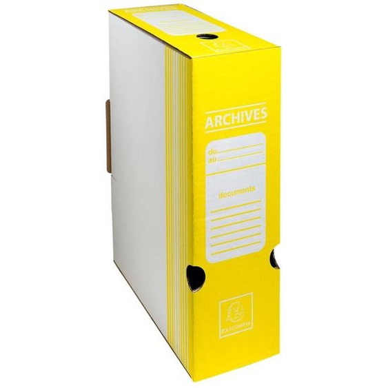 EXACOMPTA Boite archive Dos 100mm carton ondulé couleurs - 25x34cm - Jaune