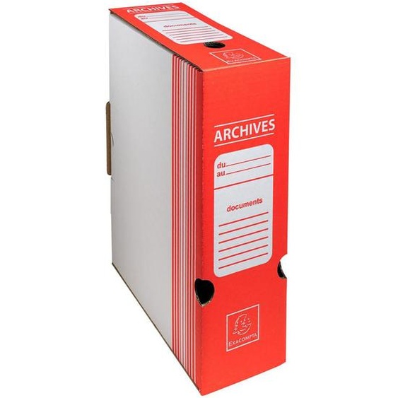 EXACOMPTA Boite archive Dos 100mm carton ondulé couleurs - 25x34cm - Rouge