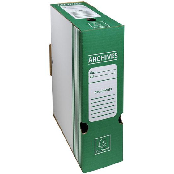 EXACOMPTA Boite archive Dos 100mm carton ondulé couleurs - 25x34cm - Vert