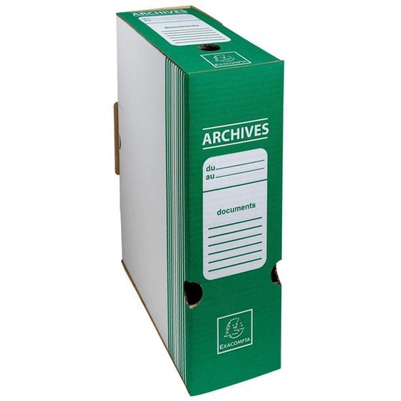 EXACOMPTA Boite archive Dos 100mm carton ondulé couleurs - 25x34cm - Vert