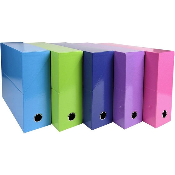 Exacompta Boîte de classement 25,5 x 34 cm Iderama - Dos 9 cm - Coloris assortis - Lot de 5