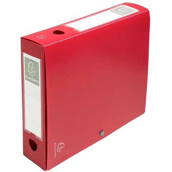 EXACOMPTA Boite de classement à pression Dos 60mm polypropylène 7/10e Opaque - A4 - Rouge