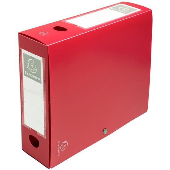 EXACOMPTA Boite de classement à pression Dos 80mm polypropylène 7/10e Opaque - A4 - Rouge